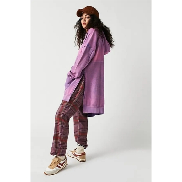 Free People Zoe Oversized Pullover Hoodie Moonberry - Picture 4 of 7